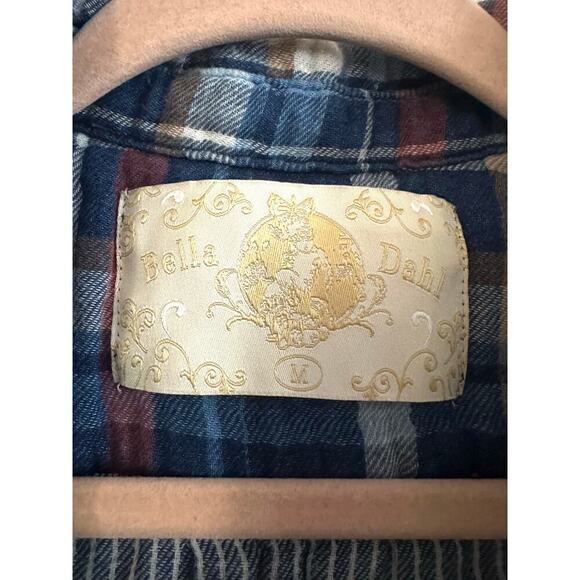 BELLA DAHL Pocket Button Down Vintage Wash Soft Flannel Plaid Shirt - Sz M - Picture 4 of 6